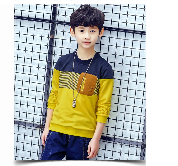 Teenage Baby Boys Cotton Long Sleeve T-Shirts For Kids Patchwork Tops Clothing Children Spring 2018 New Tees Clothes 4 5 6 7 8 9 10 11 12 13 14 15 16 years old little big boys casual t shirt for kids school tees tops clothing (4)