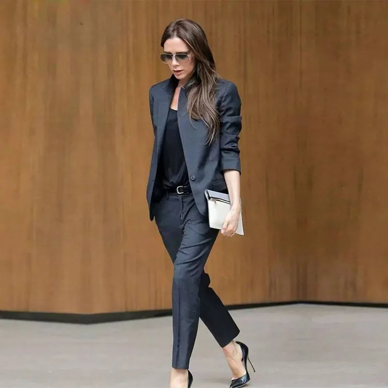 Custom Dark Gray Womens Business Suits Female Office Uniform Ladies Trouser  Suits Formal Womens Tuxedo 2 Piece Set Blazer - Pant Suits - AliExpress