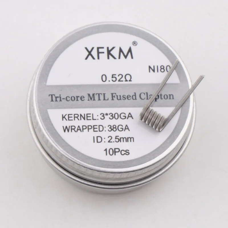 10 шт. Оригинал XFKM Superfine MTL Fused Clapton Prebuilt Coil A1 SS316 Ni80 для MTL Vaper RDA RTA танк-атомайзеры с высоким сопротивлением