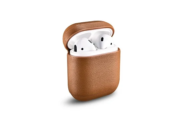 Чехол для наушников для Apple Airpods из натуральной кожи, чехол для наушников, аксессуары для наушников, защитный беспроводной чехол - Цвет: Nappa-Khaki