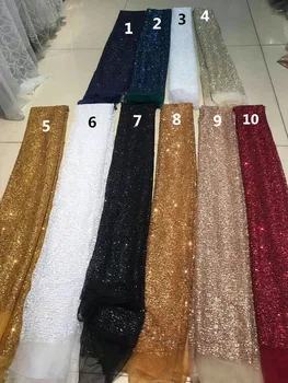 

Hot selling Sophia-10.1201 glued glitter sequins lace fabric African French net tulle Lace Fabric for party