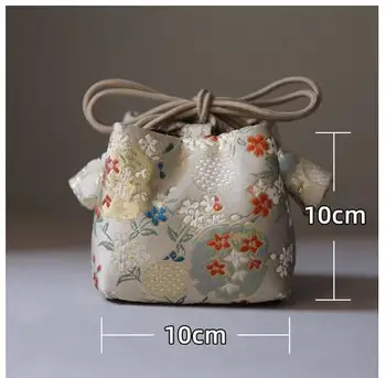 

Brocade thick silk storage travel bag tea can tea cup tea set medium cloth bag six colors