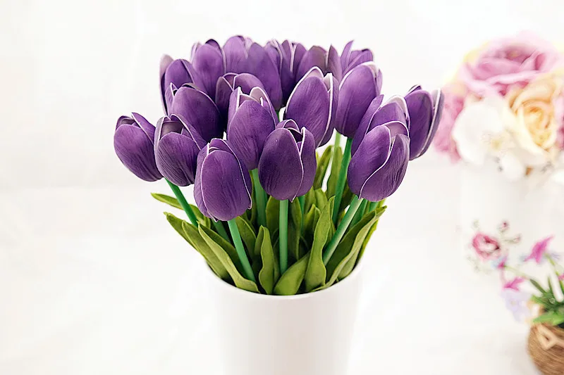 Floace 25 шт./лот ПУ Искусственные цветы тюльпаны для дома Свадебные Декоративные цветы украшение дома цветок 9 цветов(без вазы