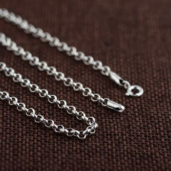 

FNJ 100% 925 Silver Link Chain for Women Men Accessorice S925 Thai 3MM Solid Silver Jewelry Making Necklaces