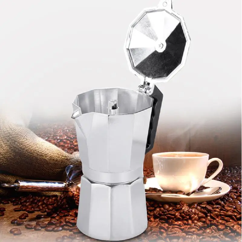 Moka Express Stovetop Espresso Coffee Maker Pot Latte Percolator Stove 3 Cup 150ML Aluminum -in ...