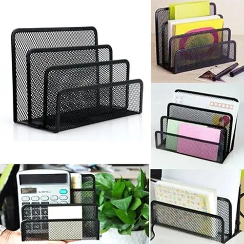 

Black Mesh Letter Sorter Mail Business Document Tray Desk Office File Organiser Holder