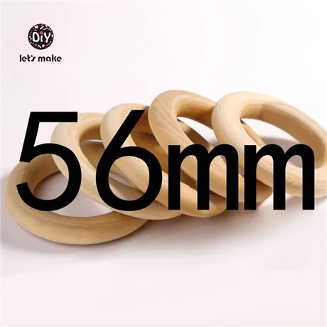 Let's Make 20 шт деревянные кольца 40 мм-56 мм естественные необработанные деревянные кольца для прорезывания зубов для мам, кормящих детей, Прорезыватель для зубов DIY деревянная игрушка-прорезыватель - Цвет: 56mm