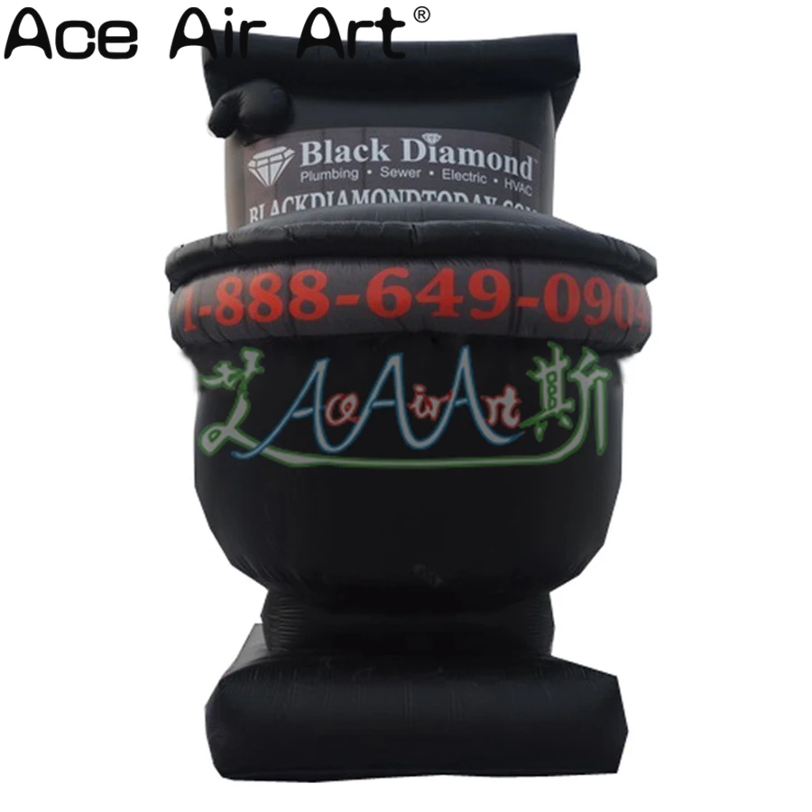  Hot sale Portable Giant Inflatable new black Toilet With Bloweradding advertising words For World T