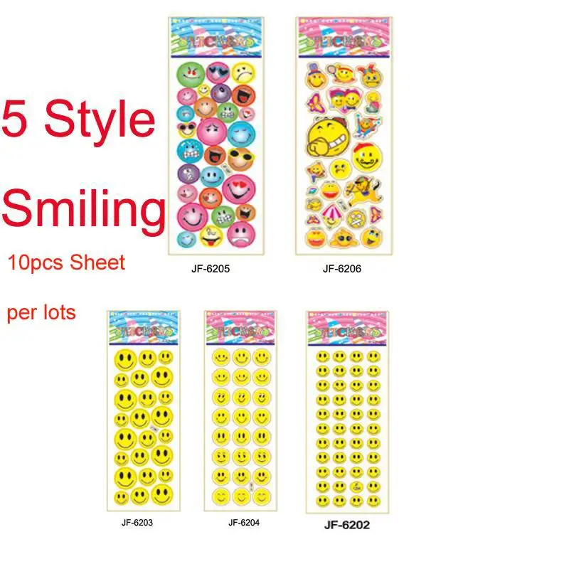 

SAILEROAD 5 Style Smiley Stickers Kids Toys Pvc Stickers for School Teacher Rewards Smiley Face Self-Adhesive Puffy Stickers