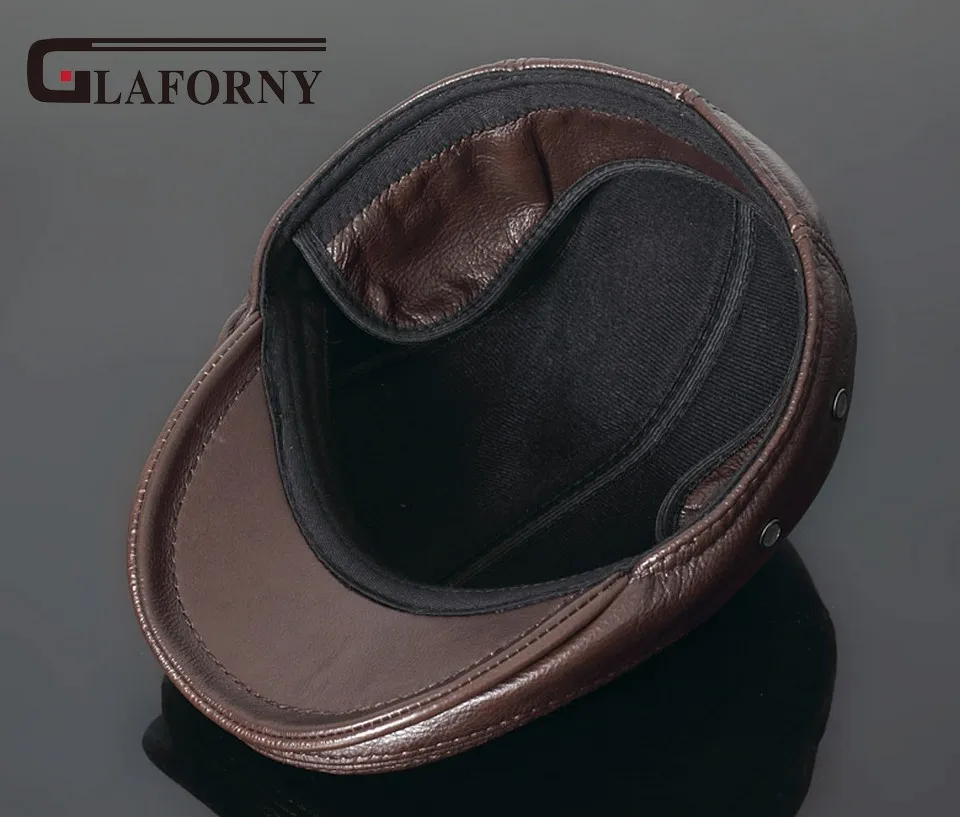 Glaforny стиль Мужская натуральная кожа брендовая бейсбольная кепка Newsboy/берет шапка зимние теплые шапки с ушками