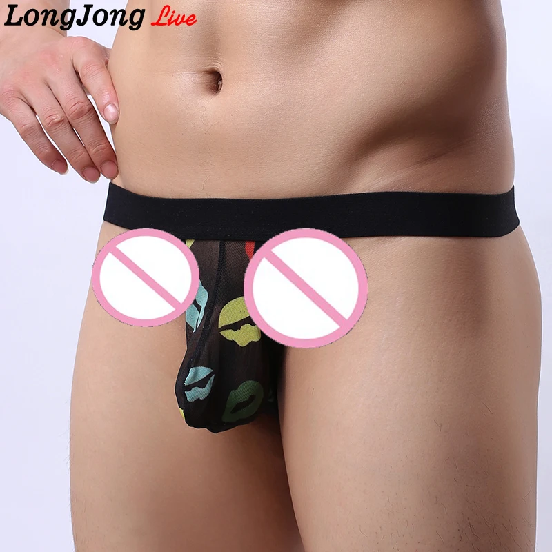 Sexy Slip Men Transparant Thong Calcinhas Masculinas Gay Low Waist Cueca Jockstrap Convex Briefs Men Bikini