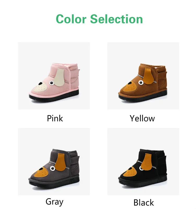 Детские зимние сапоги для девочек и мальчиков с изображением щенка, милая плюшевая собачка внутри, очень восхитительная обувь для детей 21-37