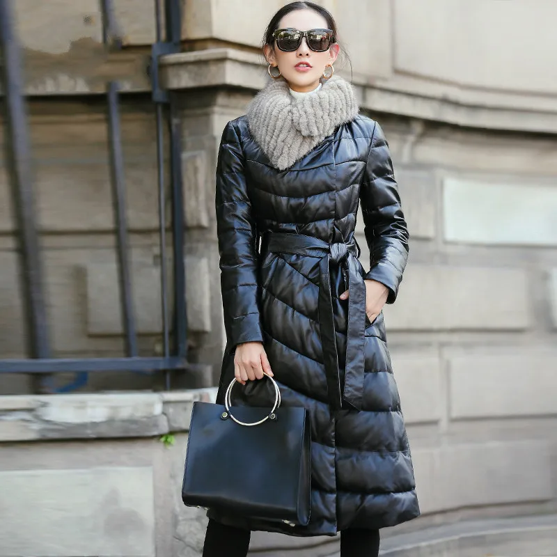 

Real Genuine Leather Jacket Autumn Winter Coat Women Clothes 2019 Korean Streetwear Mink Fur Collar Sheepskin Down Coat ZT3425