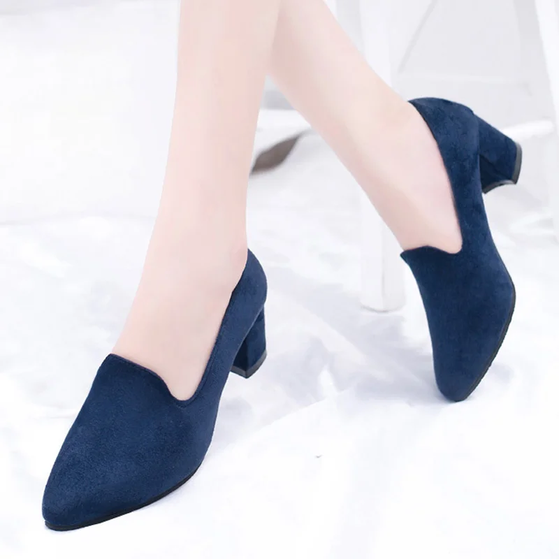 

Big Size Women Shoes Pointed Toe Bowtie Boat Shoes Office dress Shoes Woman High Heels Pumps Square Heeled Ladies Shoes 2990