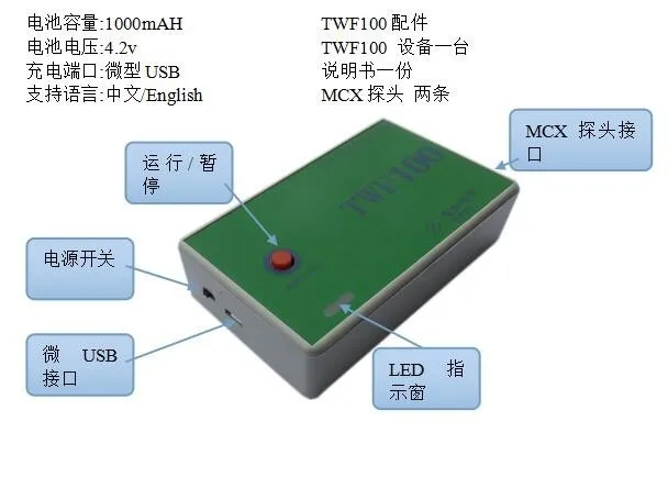 Новейшая модель; Поддержка Android 4,0 TWF100 2CH USB осциллограф PC USB мобильного телефона, Мини Мобильный bluetooth TWF100 Бесплатная доставка