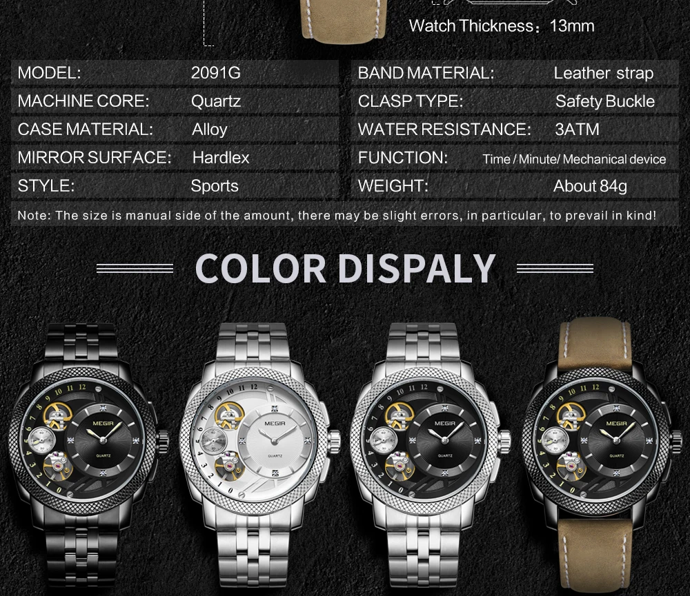 MEGIR модные мужские часы лучший бренд класса люкс Спортивные кварцевые наручные часы с кожаным ремешком армейские часы мужские часы Erkek Kol Saati