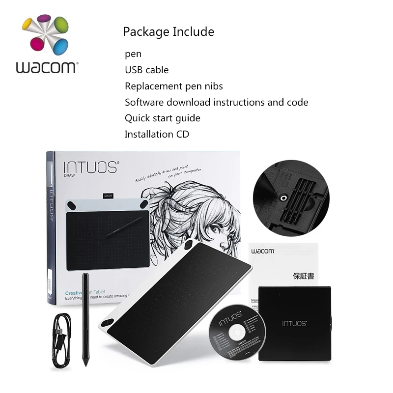 Wacom Intuos Draw CTL 690 Цифровой Планшеты графика рисунок 2048 уровней давления + подарочный