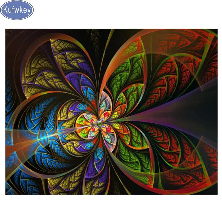 Kufwkey Colorful abstract floral,diy diamond painting full square/round