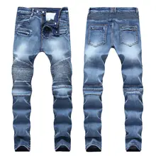 Pantalones de mezclilla de la motocicleta lavada Vintage del dril de algodón de los hombres del diseñador 2019 Pantalones rectos talla grande 28-40