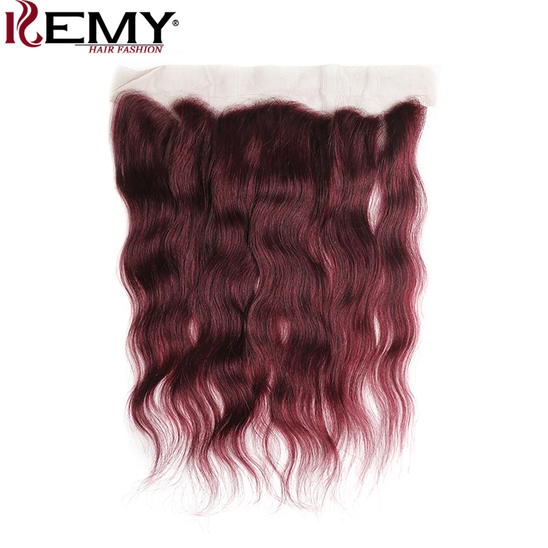 

99J/Burgundy Brazilian Natural Wave Lace Frontal Closure 13*4 KEMY HAIR 8-20 Inch 100% Human Hair Lace Closure Non-Remy Hair