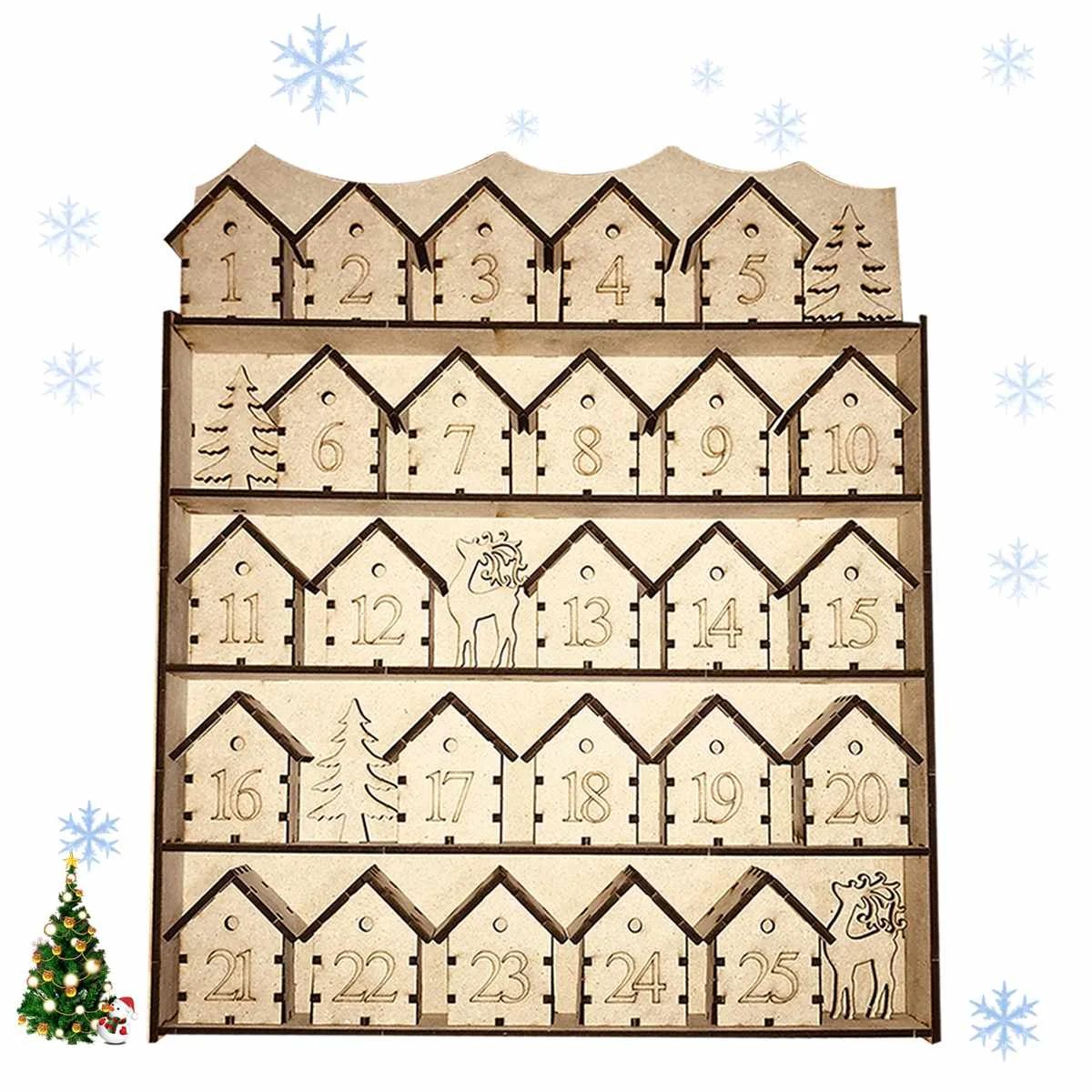 Рождественский деревянный календарь, мини-домик, украшение в виде лося, сделай сам, новогодний обратный отсчет, домашний декор, шоколадный стенд, стойка, украшения