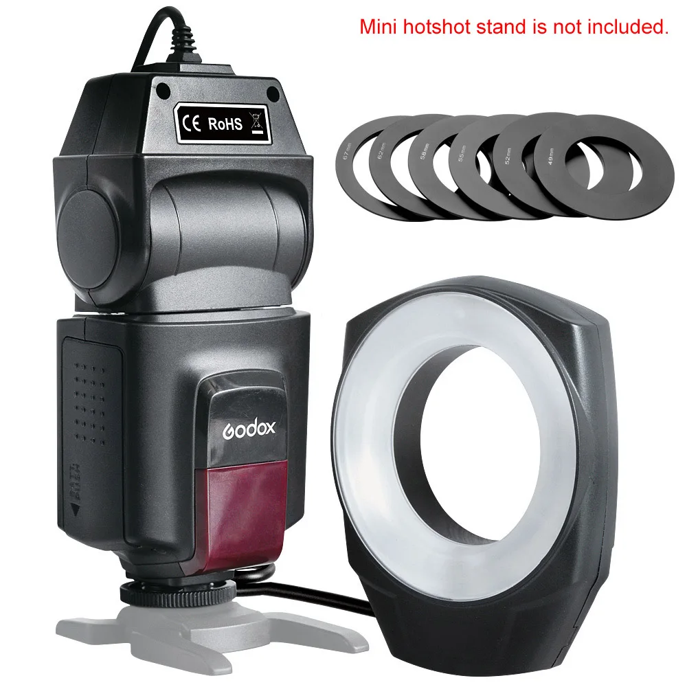 Godox ML 150 Macro Ring Flash Light Guide Number 10 with 6 Lens Adapter