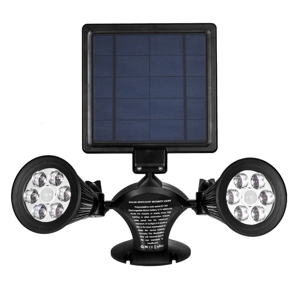 12LED солнечный светильник датчик движения свет безопасности Dual-Head Открытый Прожекторы для гаража Сад Двор крыльцо подъездных дорожек вращающийся Водонепроницаемый