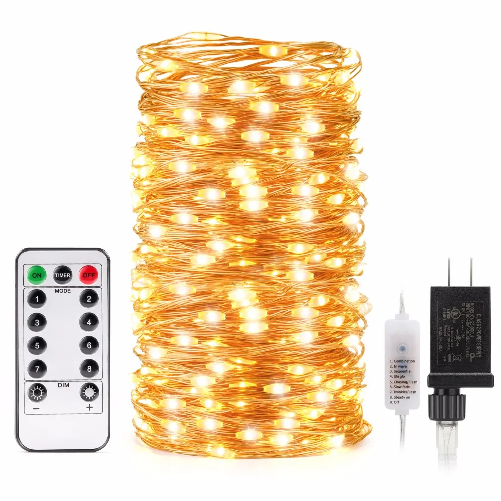Kohree US Plug 66ft 200 Led String Lights with Remote Control