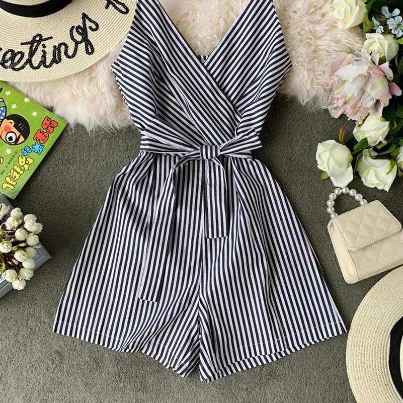 New Summer Lace Up Playsuits Women Rompers Vintage Striped Camis Jumpsuits Bohemian Beach Holiday Body Mujer New Summer Lace Up Playsuits Women Rompers Vintage Striped Camis Jumpsuits Bohemian Beach Holiday Body Mujer
