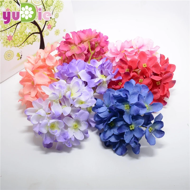 Artificial Hydrangea Heads Fake Silk Hair Flowers DIY Craft Accessory Crown Wedding Decor Millinery Baby Bridal Shower Wall Backdrop Zl006