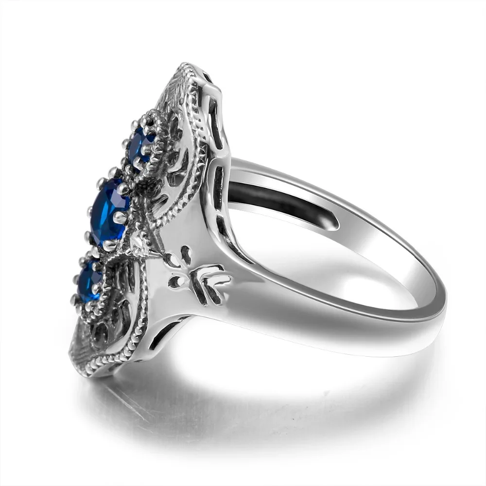Szjinao Fashion Crystal Silver Jewelry Kpop Sapphire Genuine 925 Silver Rings for Women Wholesale Vintage Style Alibaba-Express