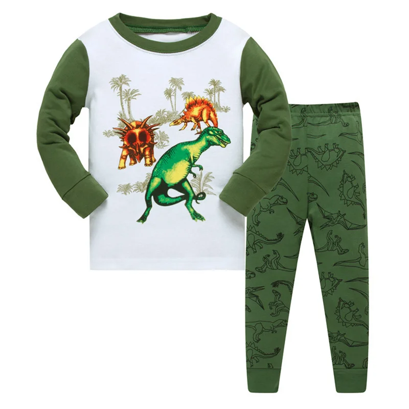 1SET 8R 74, Dinosaur Children boys pajamas sets, long sleeve sleepwear