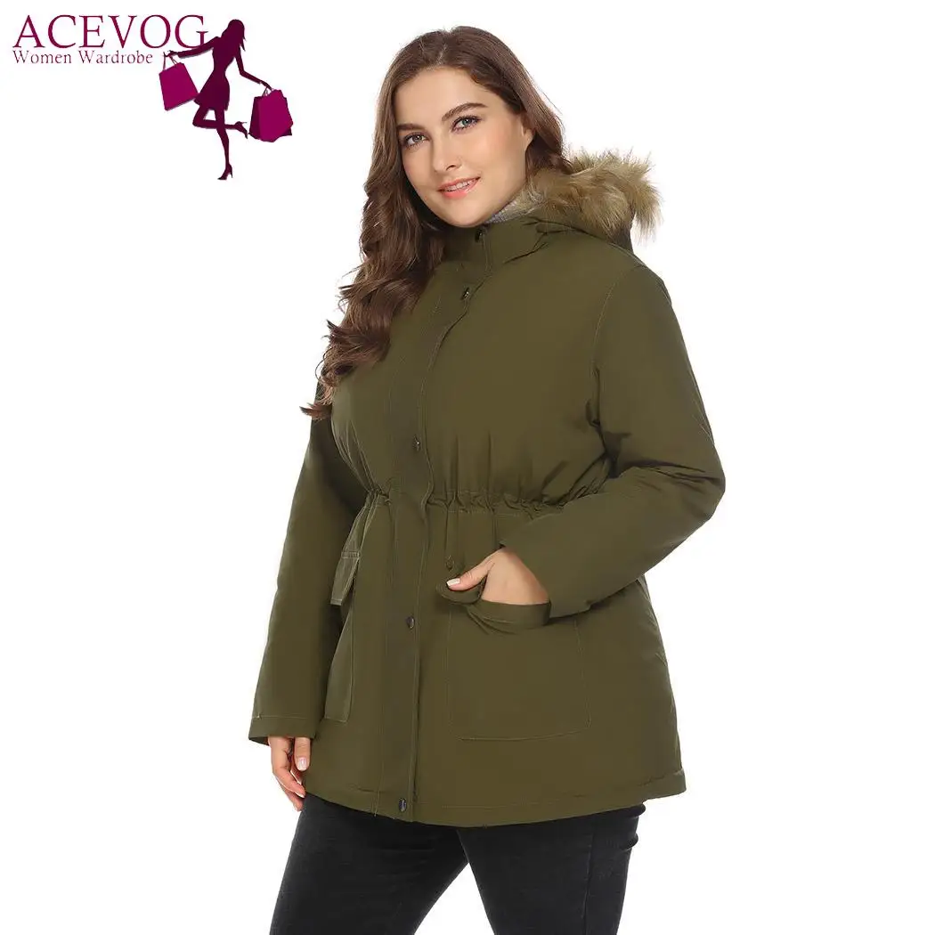 La Parkas À D'hiver army Solide Plus Épaissie Femmes Polaire Acevog Étanche Hiver Casual Chaud Green Taille Blue Outwear Capuche Veste Puffer Black navy 6fyb7g