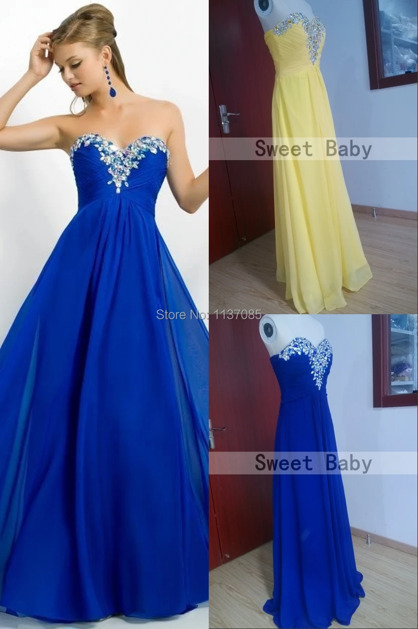 Buy royal blue/yellow cheap long bridesmaid dresses