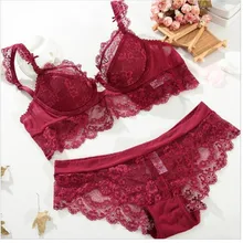 Бренд сексуальные бюстгальтеры для Для женщин комплект нижнего белья Frount застежка жесткий бюстгальтер и трусики кружева бюстгальтер комплекты ABCD