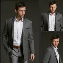 На заказ костюм людей, на заказ светло-серый жених свадебный костюм с широким отворотом, заказунаша смокинг( куртка+ брюки+ галстук