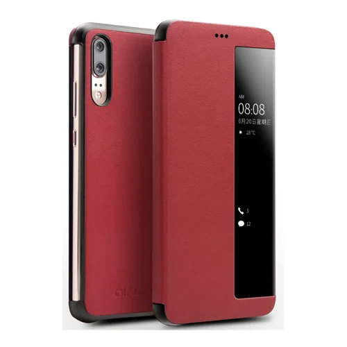 Роскошный Ультратонкий флип-чехол из натуральной кожи для huawei P20 Pro, модный бизнес, умный внешний вид, чехол для huawei P20 Pro - Цвет: Красный