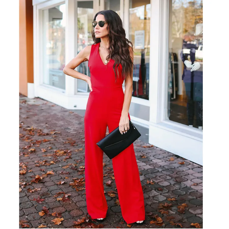 

Hodisytian 2019 New Fashion Women Jumpsuits Casual Wide Leg Slim Rompers Sleeveless Knitted Solid Color Mono Femme Elastic Cross