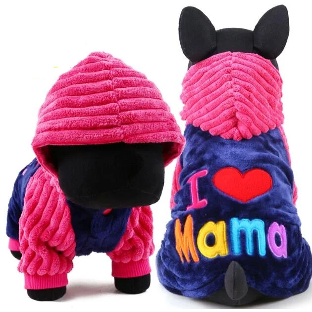 Различные Зимние флисовые маленькие собаки одежда комбинезон для щенка костюмы для домашних животных, собачий наряд на Хэллоуин Рождество X'mas Pet Cat Одежда - Цвет: Love Mama