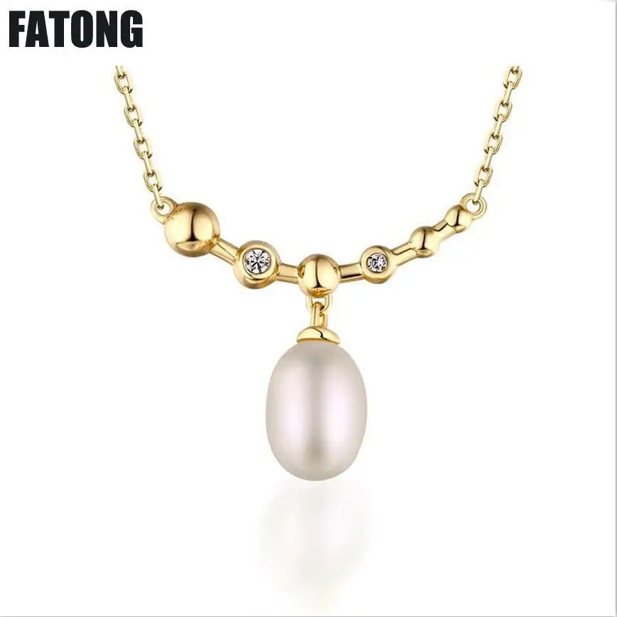 

925 sterling silver explosion fashion natural pearl necklace female factory outlets. J056