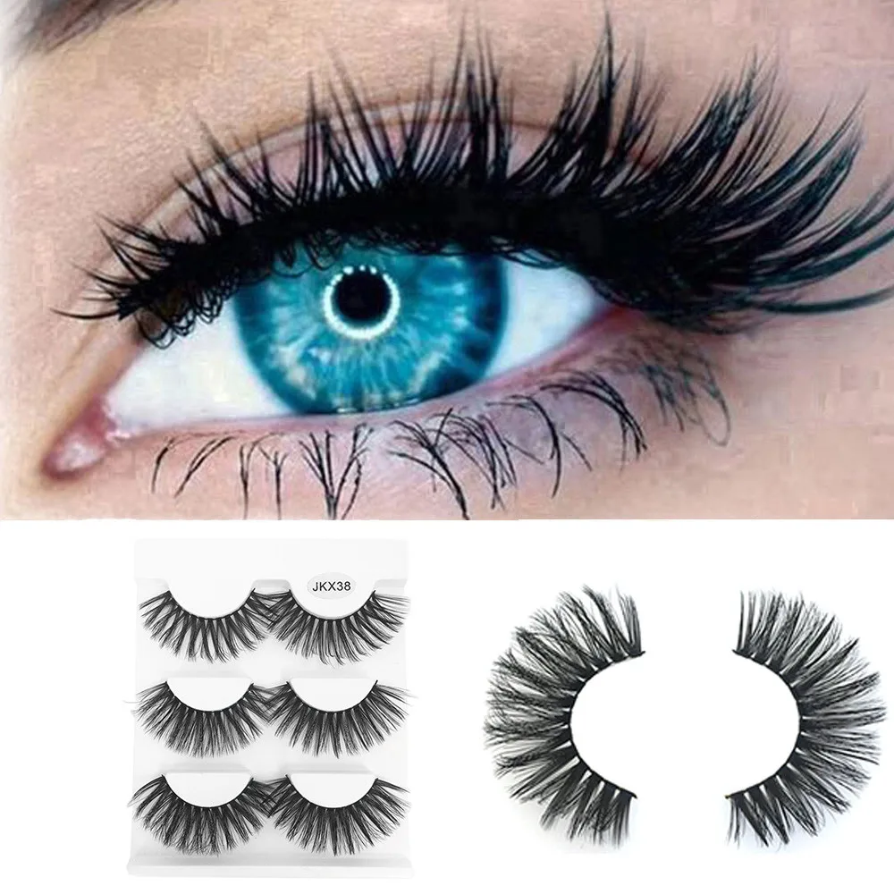 

3Pair natural faux mink lashes Luxury 3D False Lashes Fluffy Strip Eyelashes Long Natural Party maquiagem 50*