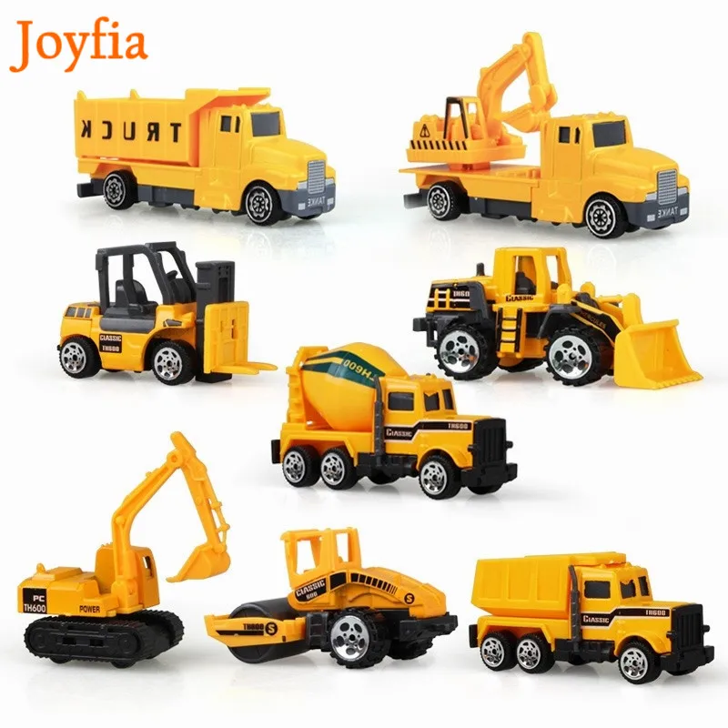 

8Pcs/Set Mini Alloy Engineering Car Model Tractor Toy Dump Truck Excavator Forklift Model Classic Toy Vehicles Gift For Boys >