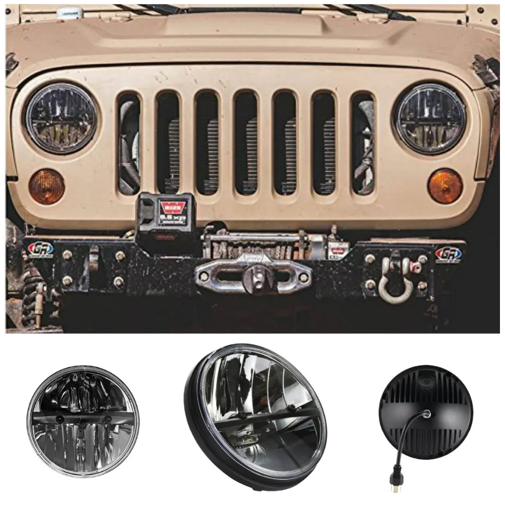 7 дюймовый круглый металлический Фотофон с белым светодиодом для Jeep Wrangler Cj Jk Tj