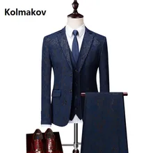 Куртка+ жилет+ брюки) мужские костюмы Бизнес Slim fit повседневные мужские свадебные костюмы платье мужские вечерние костюмы вышивка M-6XL