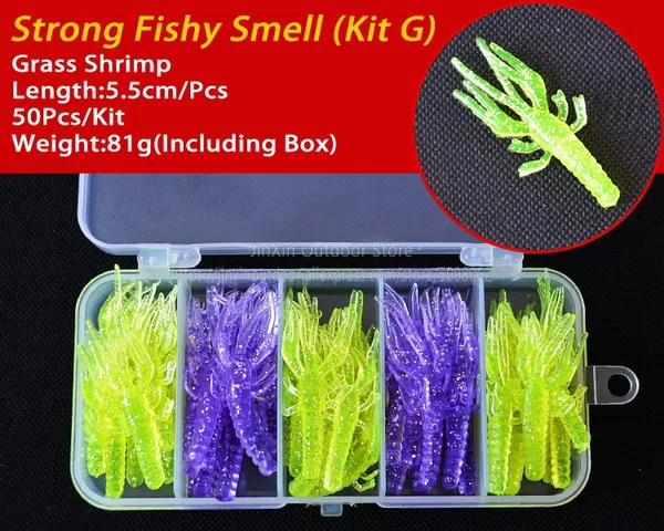 Искусственная мягкая рыболовная приманка, силиконовый червь, набор, легкая блесна, приманка, набор, сильный запах, YU011 - Цвет: Kit G