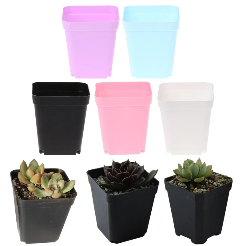

Colorful Square Plastic Plant Flower Pot Planter Home Office Desk Garden Decor
