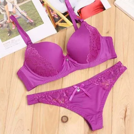 Sexy Bra Set Cheap High quality Bra And Thong Sets Solid Patchwork Lace Underwear Set for Women Push Up sexy bra and panty Bra & Brief Sets