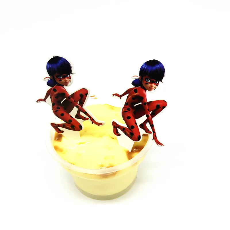 6pcs/lot Miraculous ladybug cupcake topper baby shower party supplies ladybug decorations