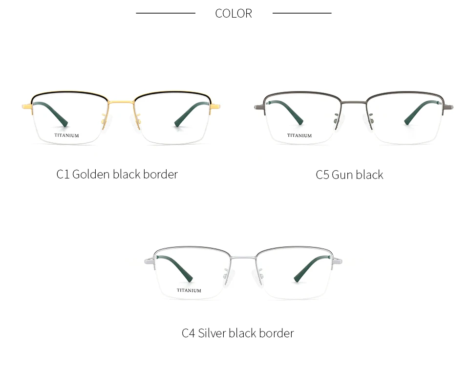 Оправа очков из титанового сплава, мужские ультралегкие квадратные очки для близорукости по рецепту, полуоправа, оптическая оправа, мужские очки#190006