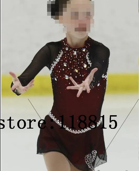 Brown Ice Skating Dress Girls Competition Figure Skating Dresses Kids Custom Ice Figure Skating